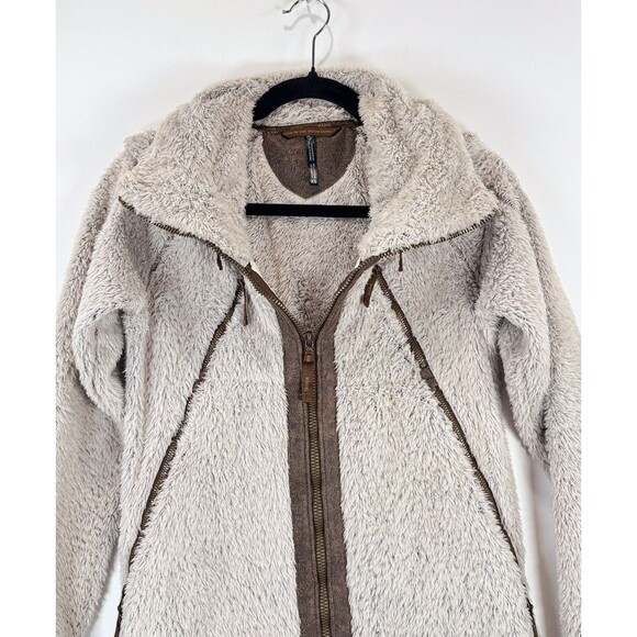 Kuhl Womens Flight Jacket Beige Avina Full Zip Sherpa Fleece Hooded Outdoor XS - Picture 7 of 14